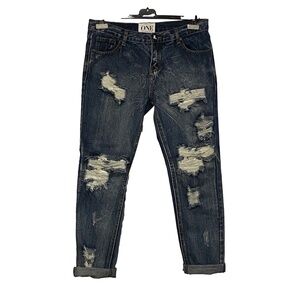 ONE By ONE TEASPOON Awesome Baggies Distressed Dark Wash Blue Jeans Grunge 28